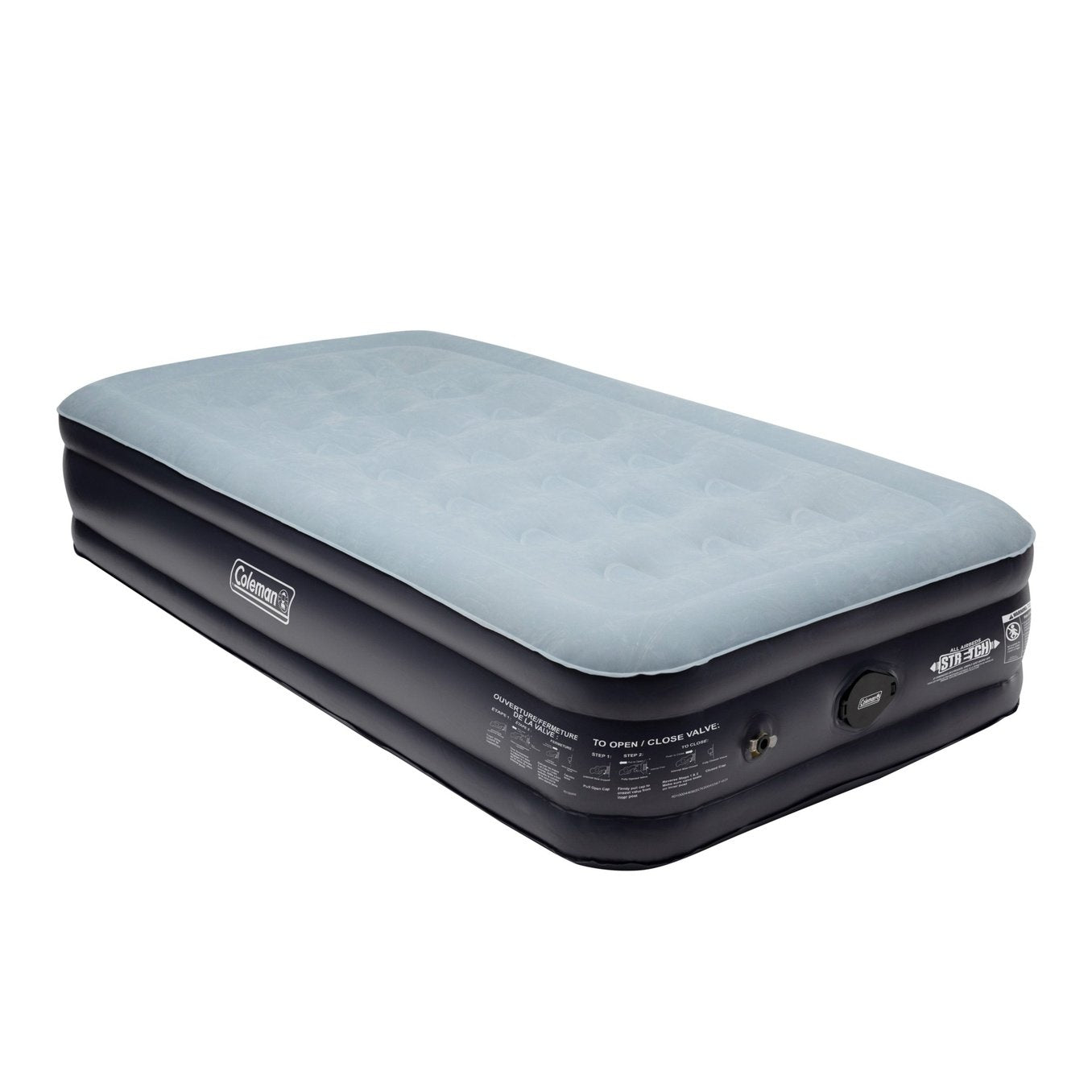 Twin airbed with outlet pump