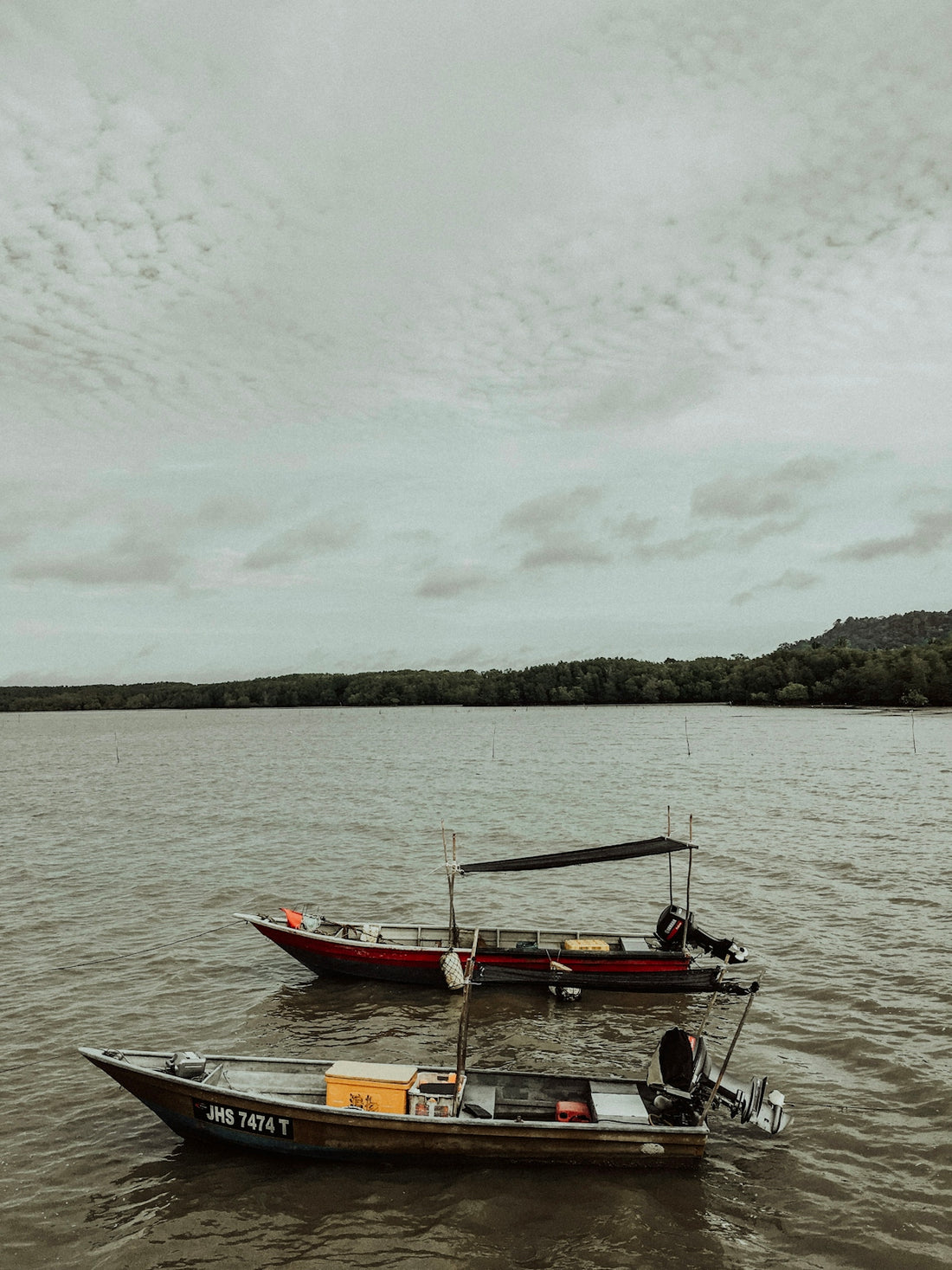two brown and white boats on body of water