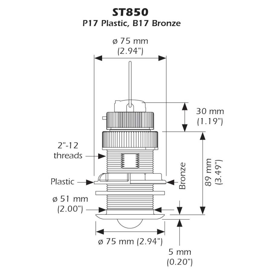 Airmar Technology ST850 NMEA 2000 Plastic TH Speed/Temp Sensor - Boatyard Malaysia