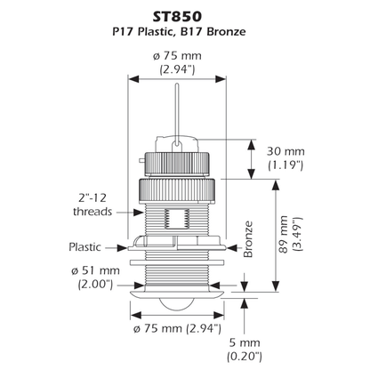 ST850 NMEA 2000 Plastic TH Speed/Temp Sensor boatyardmalaysia