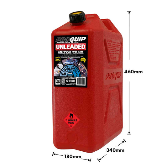 ProQuip 20L Plastic Fast Pour Fuel Can - Unleaded Red - Boatyard Malaysia