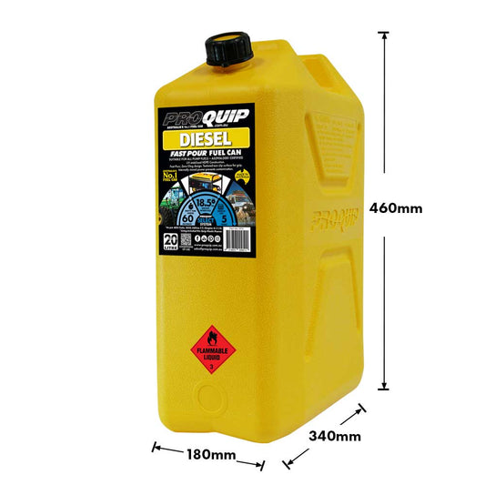 ProQuip 20L Plastic Fast Pour Fuel Can - Diesel Yellow - Boatyard Malaysia