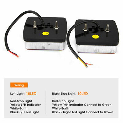 2PCS Submersible LED Tail Lights Boat Trailer Waterproof Light Caravan Truck Kit