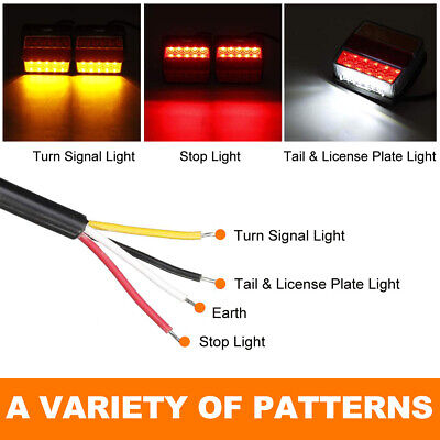 2PCS Submersible LED Tail Lights Boat Trailer Waterproof Light Caravan Truck Kit