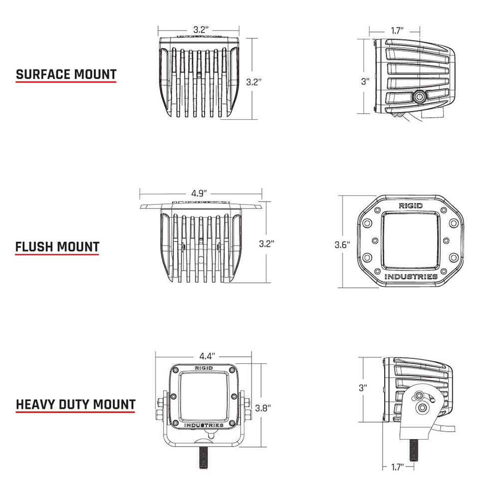 Rigid Industries D-Series Surface Mount Hyperspot - Pair - Boatyard Malaysia