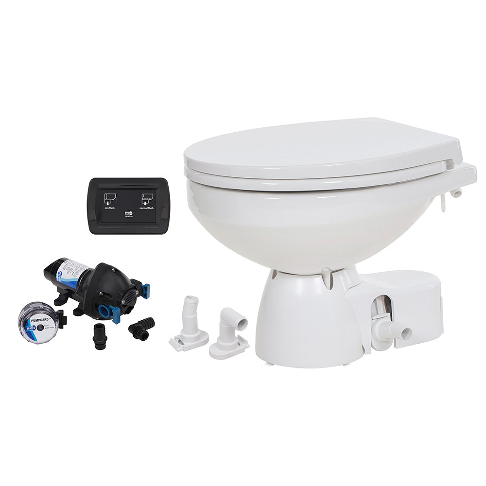 Jabsco Quiet Flush E2 Raw Water Toilet Regular Bowl - 24V – Soft Close Lid - Boatyard Malaysia