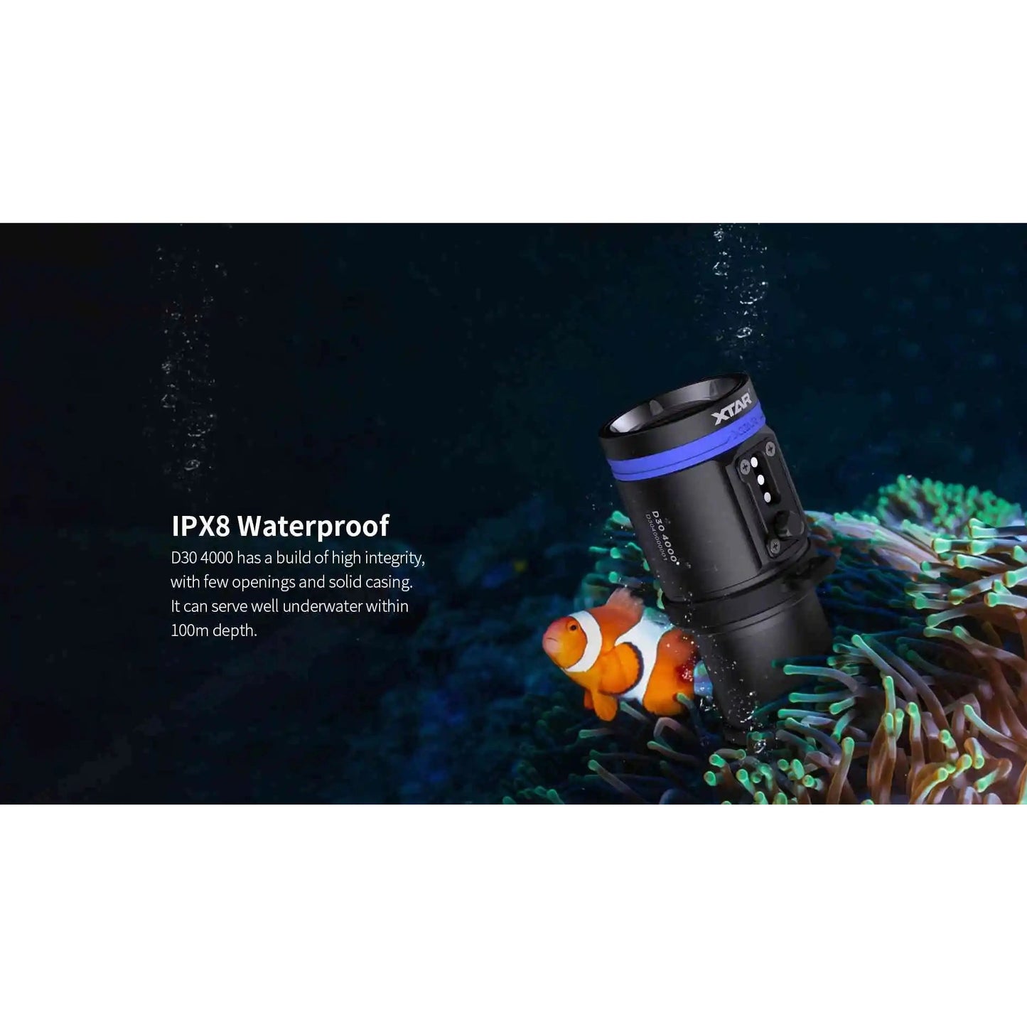 XTAR D30 4000 4000L MULTI COLOUR DIVING VIDEO FLASHLIGHT boatyardmalaysia