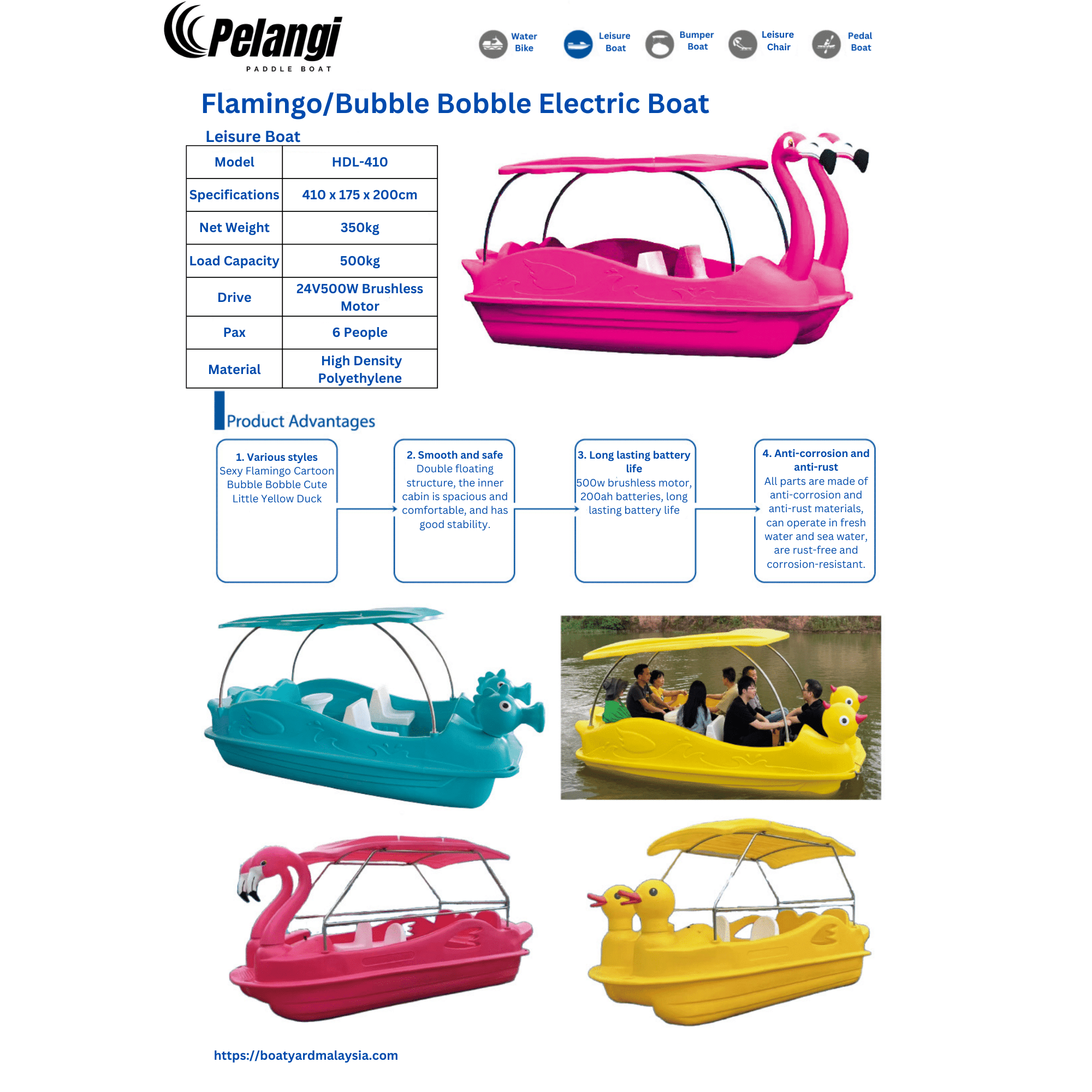 Pelangi Flamingo/Bubble Bobble Electric Boat - Boatyard Malaysia