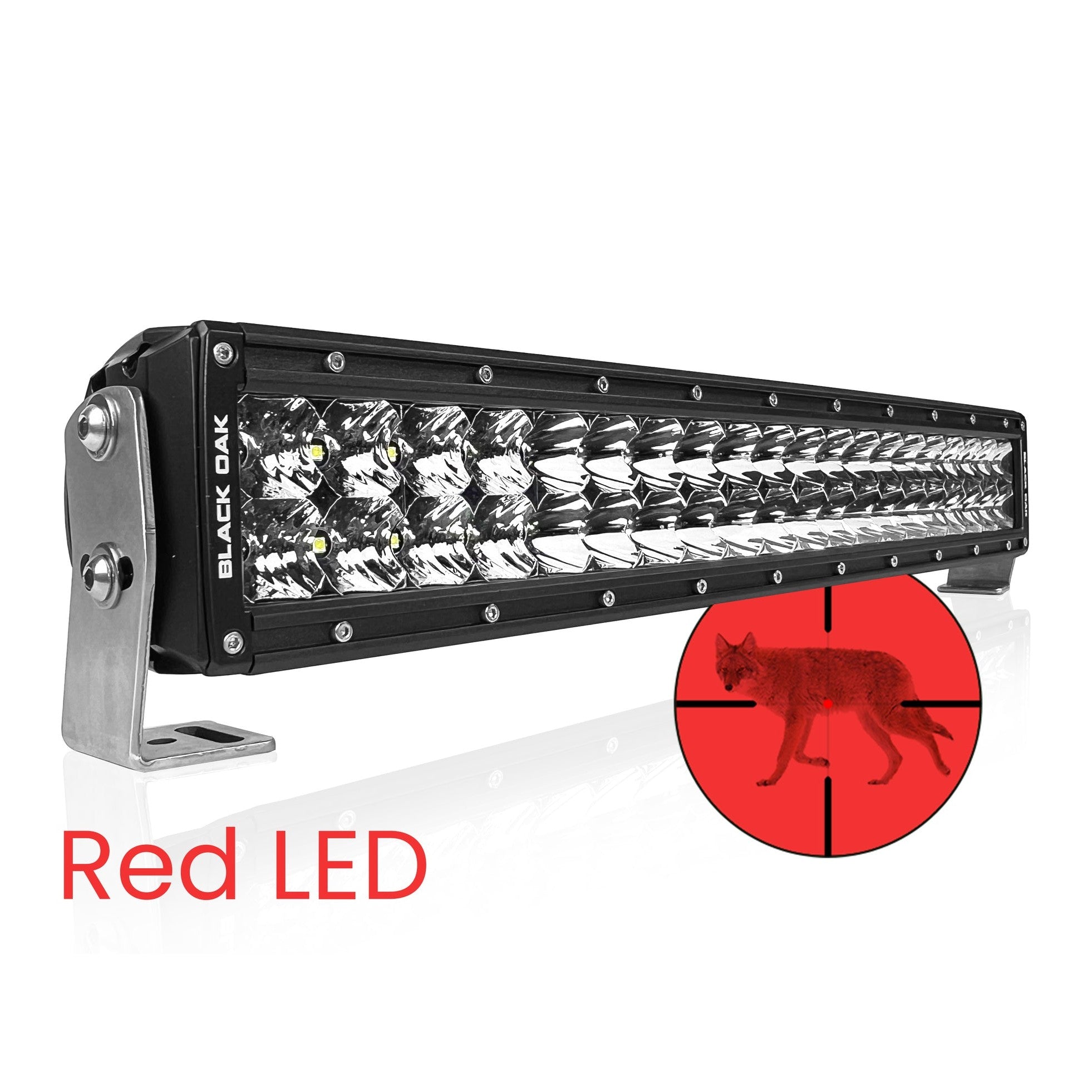 Black Oak 20" Curved Predator Red Led Double Row Light Bar boatyardmalaysia