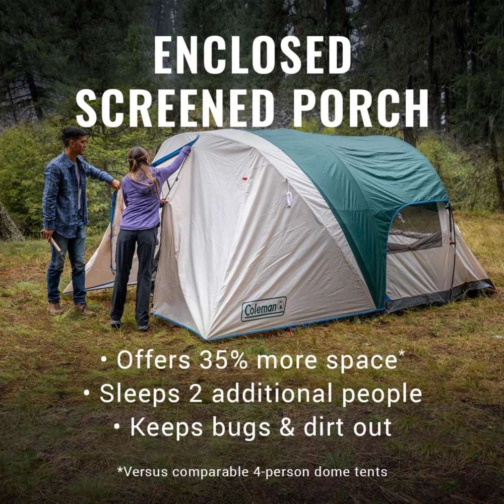 6-Person Cabin Tent with Screened Porch, Evergreen