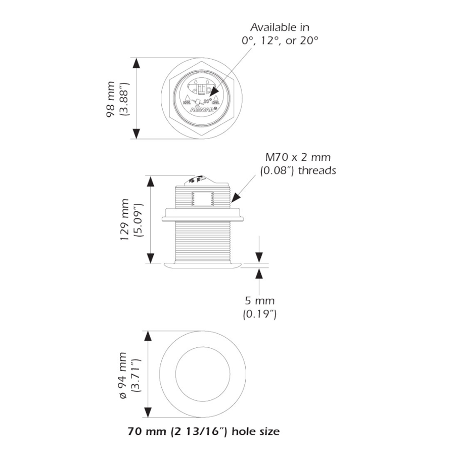 B75HW Chirp 12 Degree 600W Thru Hull Transducer boatyardmalaysia