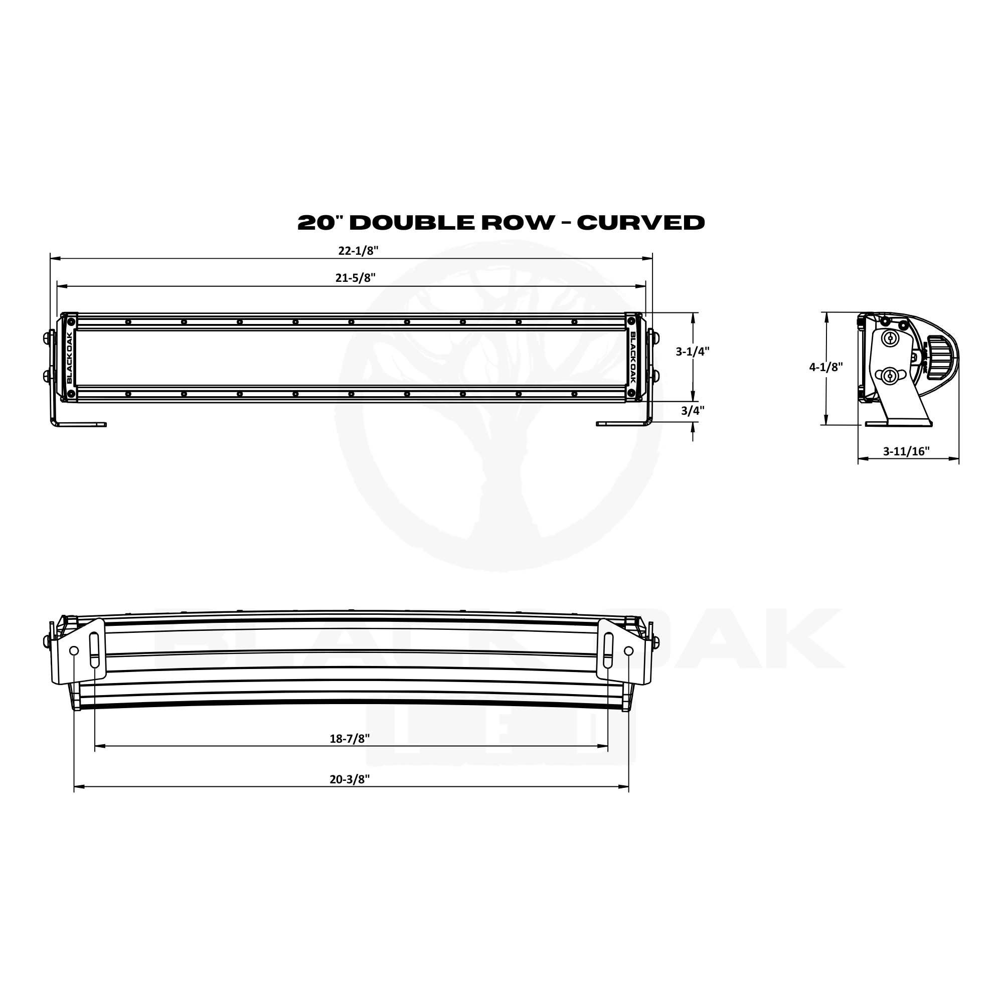 Black Oak Led Black Oak 20" Curved Double Row 5W Combo White - Boatyard Malaysia