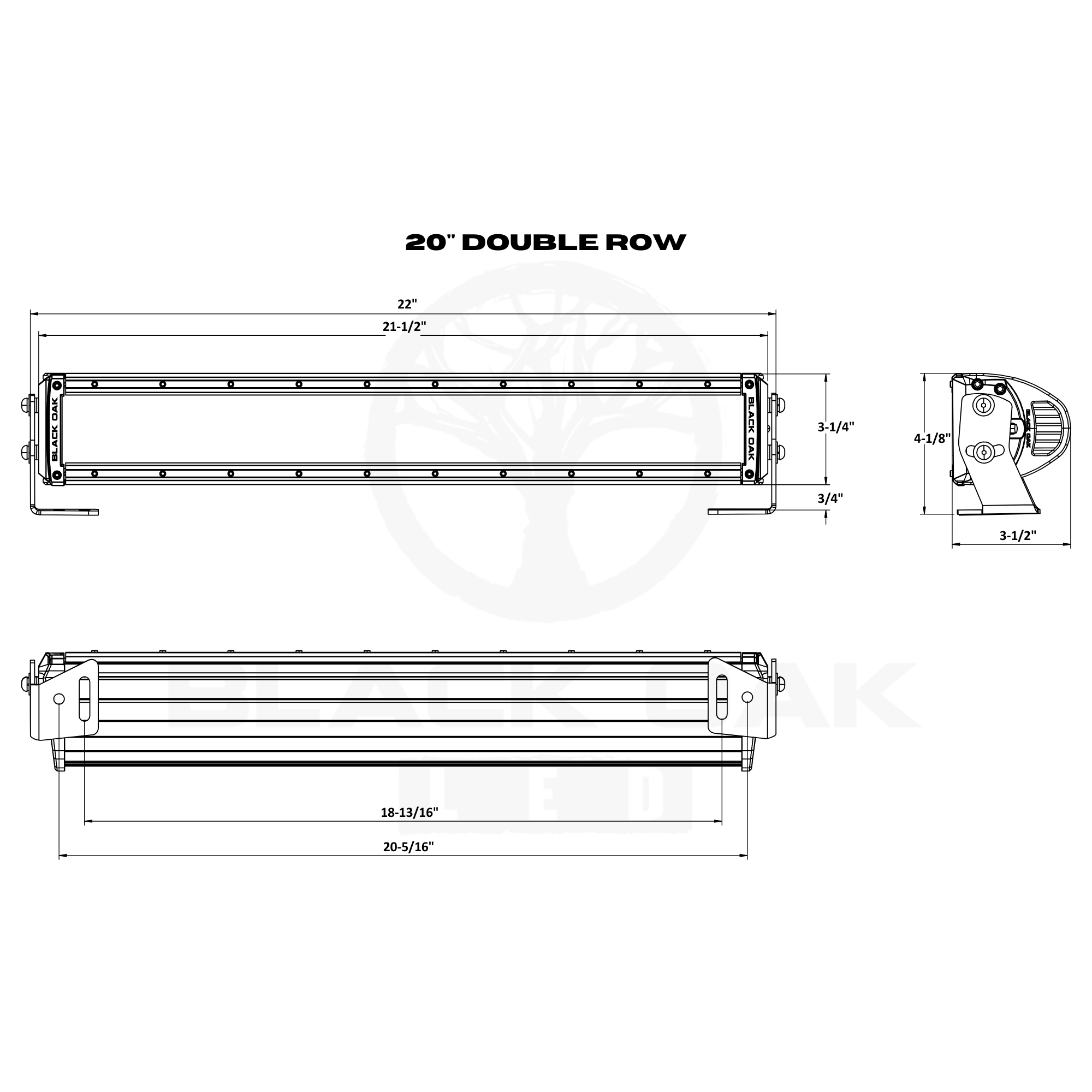 Black Oak 20" Infrared Double Row 940NM Black boatyardmalaysia