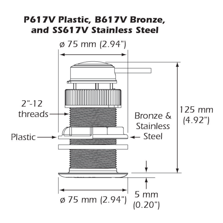 Dt812pv-235-N2 235khz Plastic Thru Hull Smart Sensor 12 Tilt Nmea 2000 - 6m Cable boatyardmalaysia