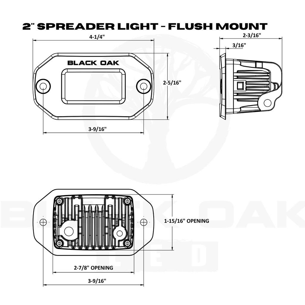 Black Oak 2" Flush Mount Spreader Scene White boatyardmalaysia