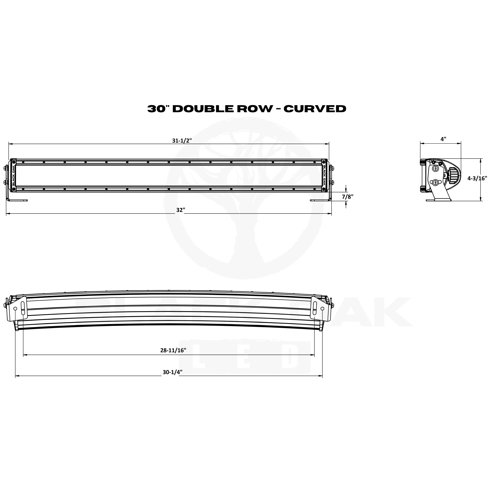 Black Oak 30" Curved Double Row Spot White boatyardmalaysia