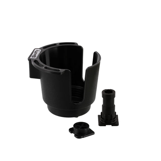 311-Black Cup Holder with Bulkhead Gunnel Mount and Rod Holder Post Mount boatyardmalaysia