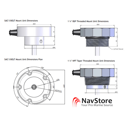 Volumetric Fuel Sender 250-500mm SAE 5 Bolt Mount