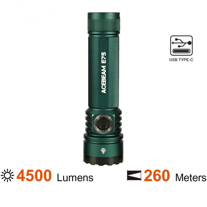 E75 Teal 6500K Cool White LED 4500 Lumens USB Rechargeable EDC Flashlight boatyardmalaysia