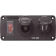 Blue Sea System 4363 ACCESSORY PANEL 12V SOCKET & DUAL USB - Boatyard Malaysia