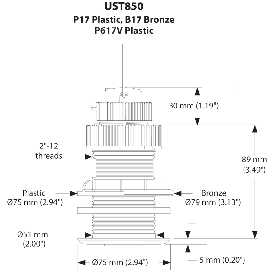 Airmar Technology UST850S-P17-N2 Ultrasonic Smart Sensor NMEA 2000 Plastic P17 Housing - Boatyard Malaysia