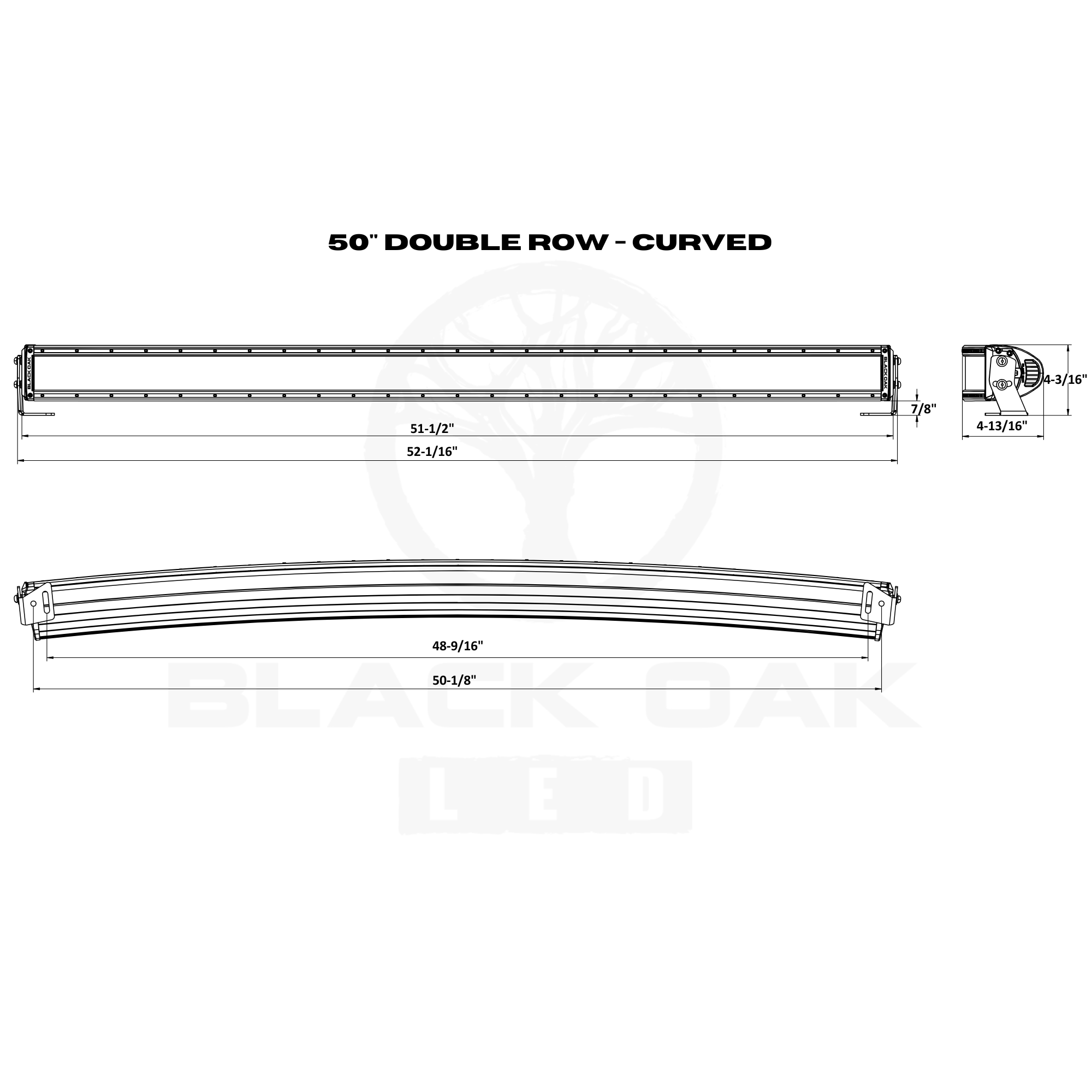 Black Oak Led Black Oak 50" Curved Double Row 5W Combo White - Boatyard Malaysia