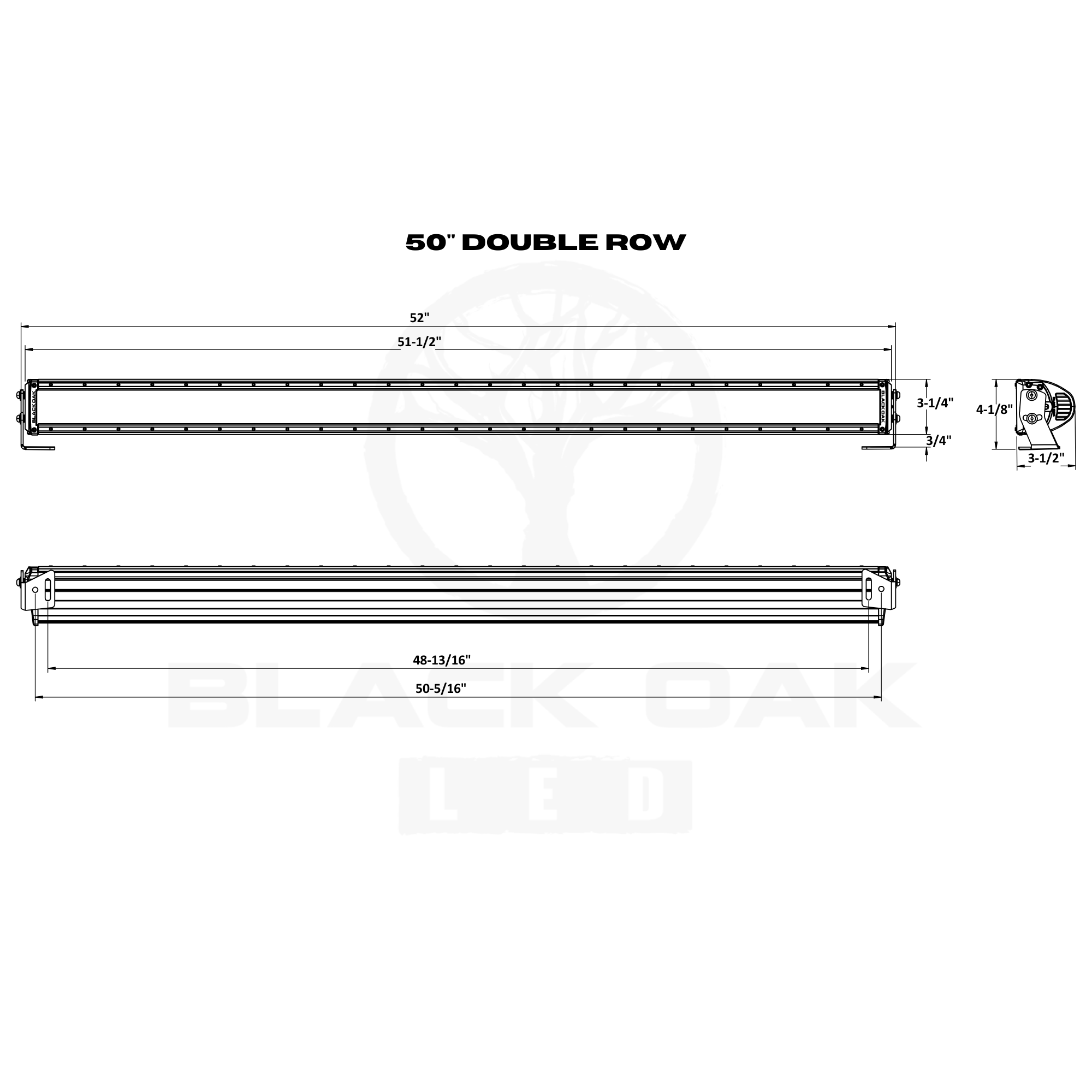 Black Oak 50" Double Row 5W Combo Black boatyardmalaysia