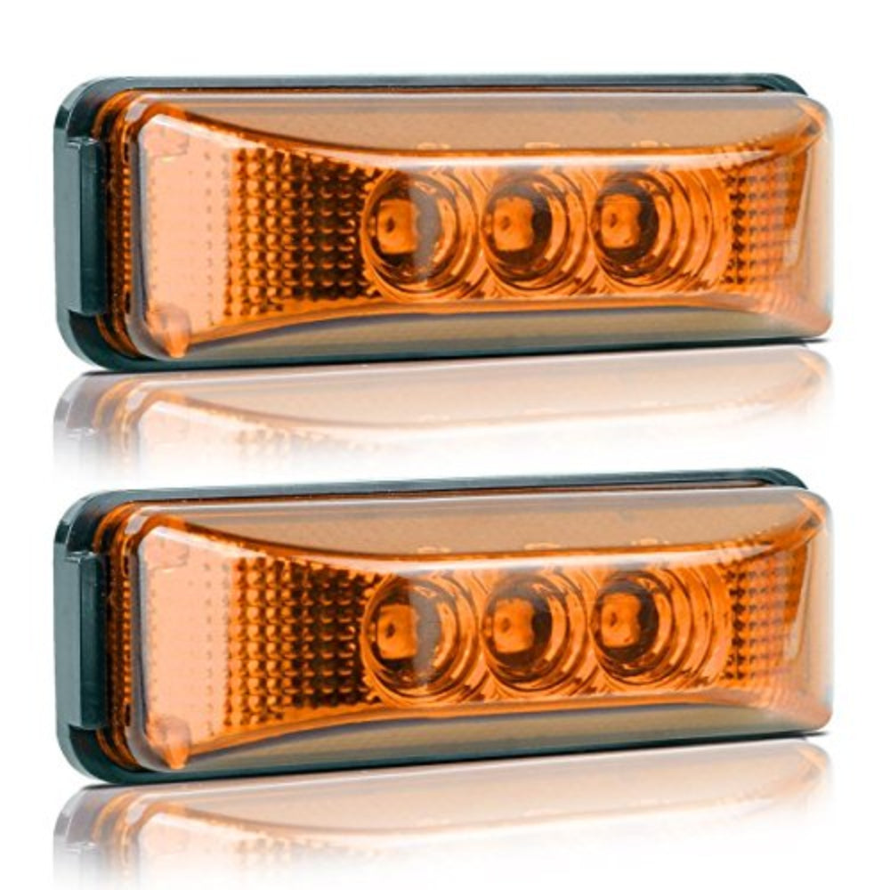 Boatyard Malaysia Partsam 2PCS 3 LED Truck Trailer Front Rear LED Side Marker Lights indicaotor Lamp Sealed & Waterprof Surface Mounted Installation Amber 3.9" - Boatyard Malaysia