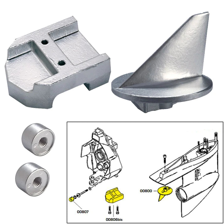 Anode Kit Merc Alpha 1 Gen 1 W/ Hardware Magnesium boatyardmalaysia