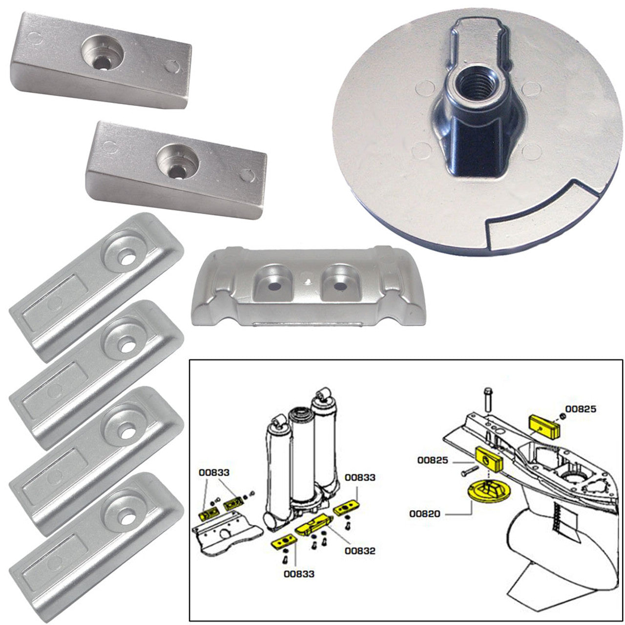 Anode Kit Verado 6 W/ Hardware Magnesium Polybag boatyardmalaysia