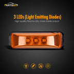 Boatyard Malaysia Partsam 2PCS 3 LED Truck Trailer Front Rear LED Side Marker Lights indicaotor Lamp Sealed & Waterprof Surface Mounted Installation Amber 3.9" - Boatyard Malaysia