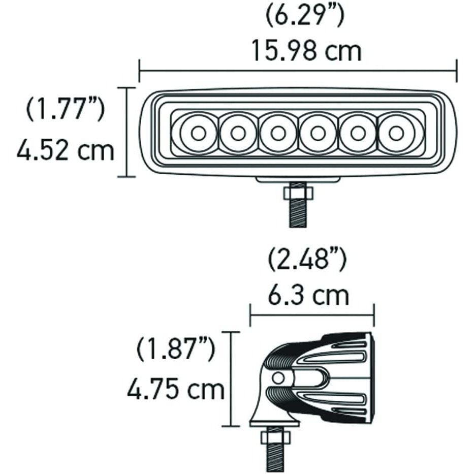 Value Fit Mini 6 LED Flood Light Bar - Black