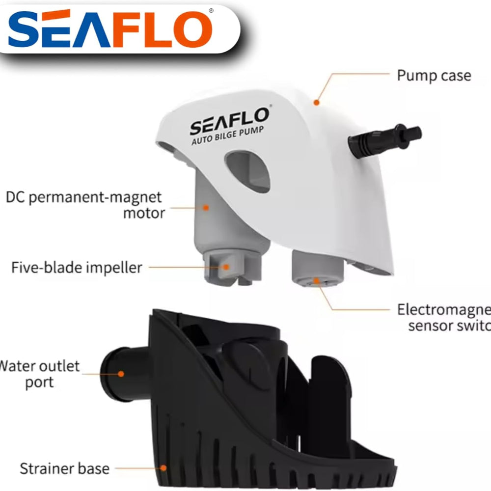 Seaflo Submersible Automatic Bilge Pump with Float Switch 750GPH, 12V - Boatyard Malaysia