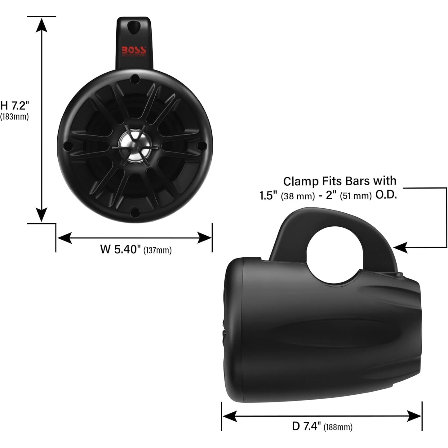 BM40AMPBT 4" 2-Way Amplified Roll Cage/Waketower Speaker Pods W/Bluetooth Controller boatyardmalaysia