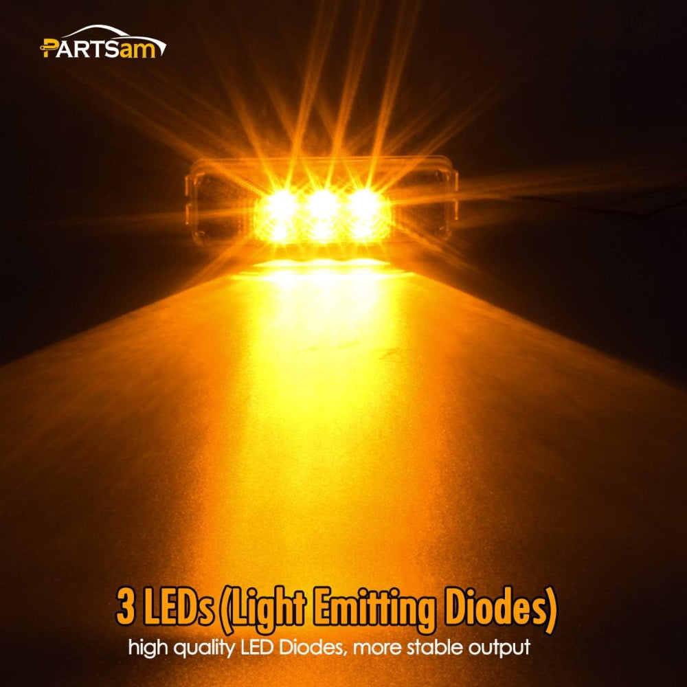 Boatyard Malaysia Partsam 2PCS 3 LED Truck Trailer Front Rear LED Side Marker Lights indicaotor Lamp Sealed & Waterprof Surface Mounted Installation Amber 3.9" - Boatyard Malaysia