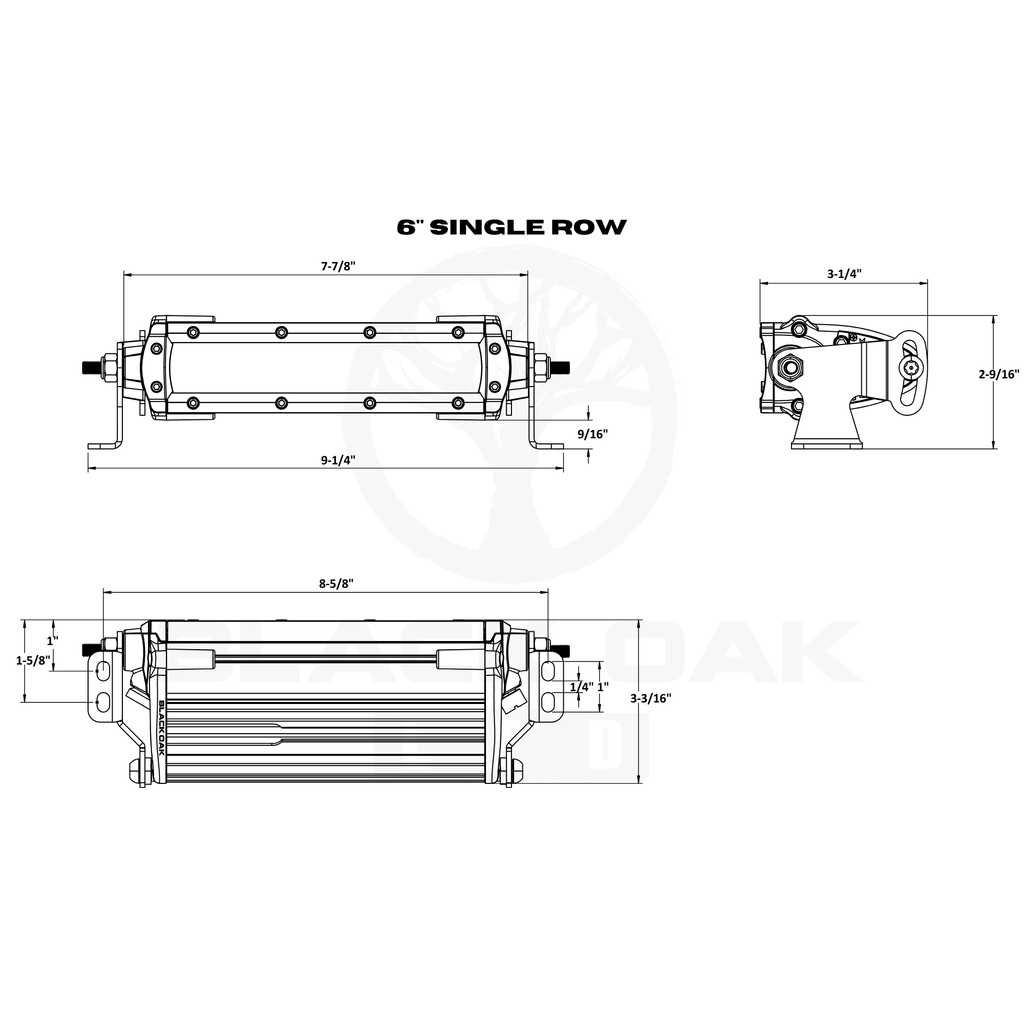 Black Oak Led Black Oak 6" Single Row 5W Combo BLACK - Boatyard Malaysia