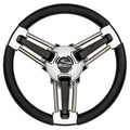 SCHMITT MARINE Burano Wheel 14 3/4" Tapered Shaft Black Polyurethane w/Stainless Spoke Includes Center Cap/Nut - Boatyard Malaysia