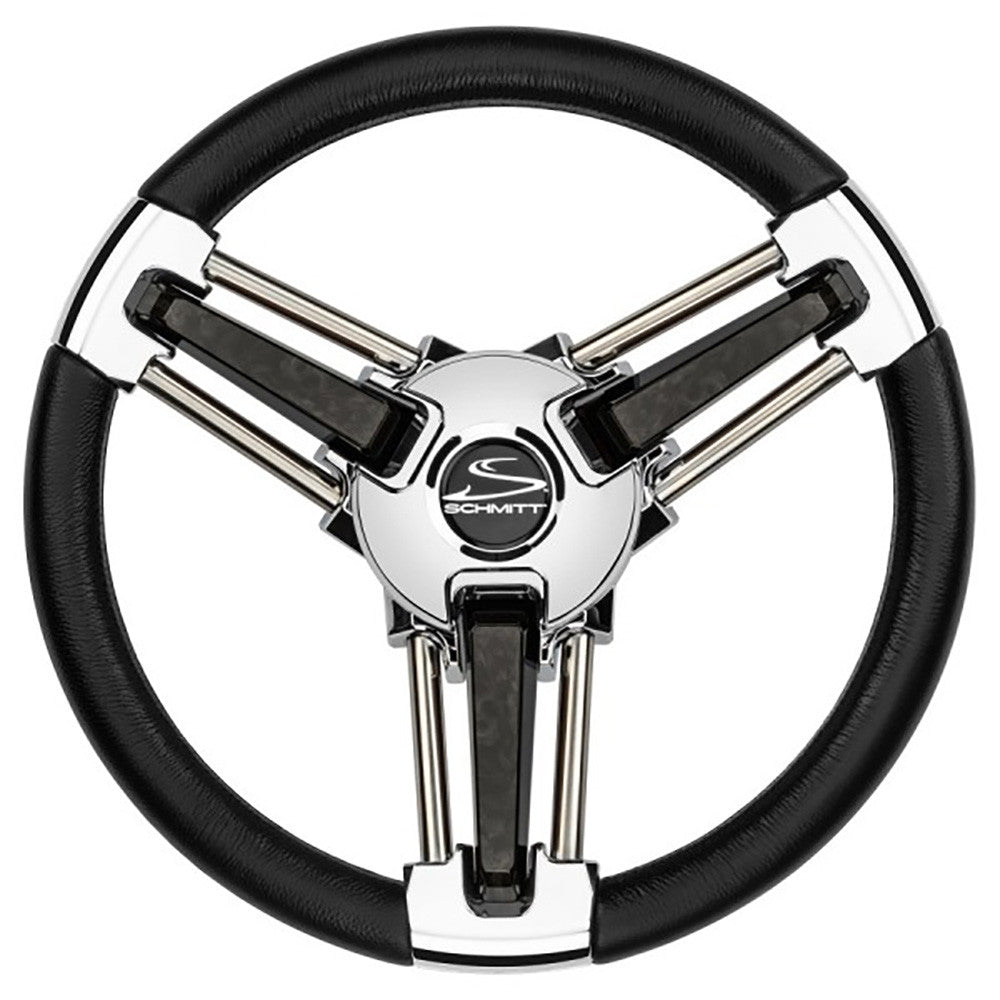 SCHMITT MARINE Burano Wheel 14 3/4" Tapered Shaft Black Polyurethane w/Stainless Spoke Includes Center Cap/Nut - Boatyard Malaysia