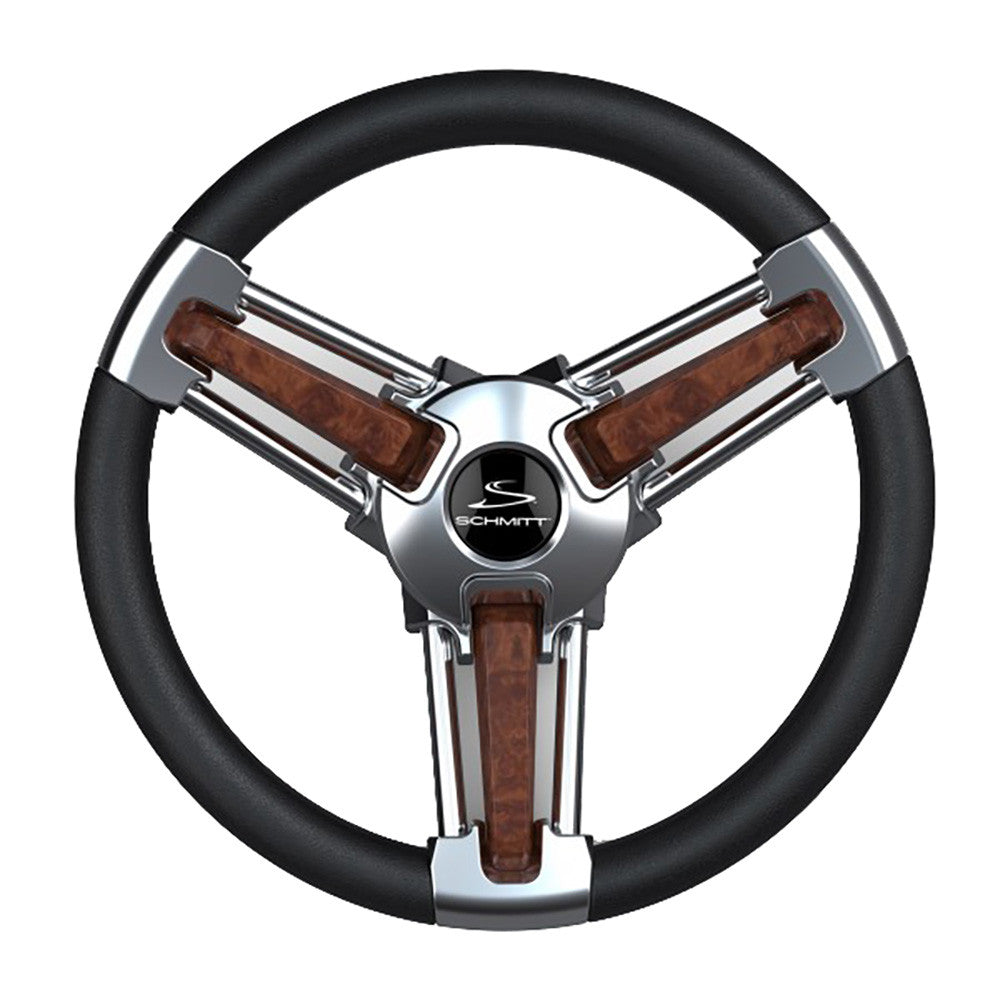 SCHMITT MARINE Burano Wheel 14" 3/4" Tapered Shaft Burl Polyurethane w/Stainless Spoke Includes Center Cap/Nut - Boatyard Malaysia