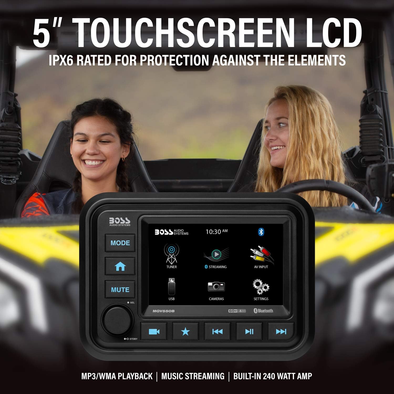 Boss Audio Bluetooth Audio Streaming Marine Gauge Digital Media AM/FM Receiver - Black - Boatyard Malaysia