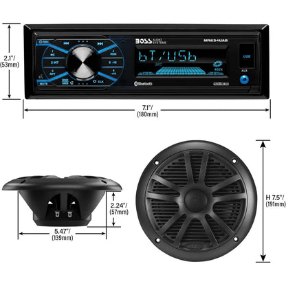 Boss Audio Mcbk634b.64 Package W/ Mr634uab 4 Mr6b Speakers boatyardmalaysia