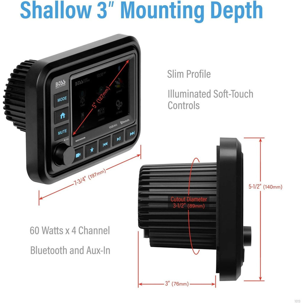 Boss Audio Bluetooth Audio Streaming Marine Gauge Digital Media AM/FM Receiver - Black - Boatyard Malaysia