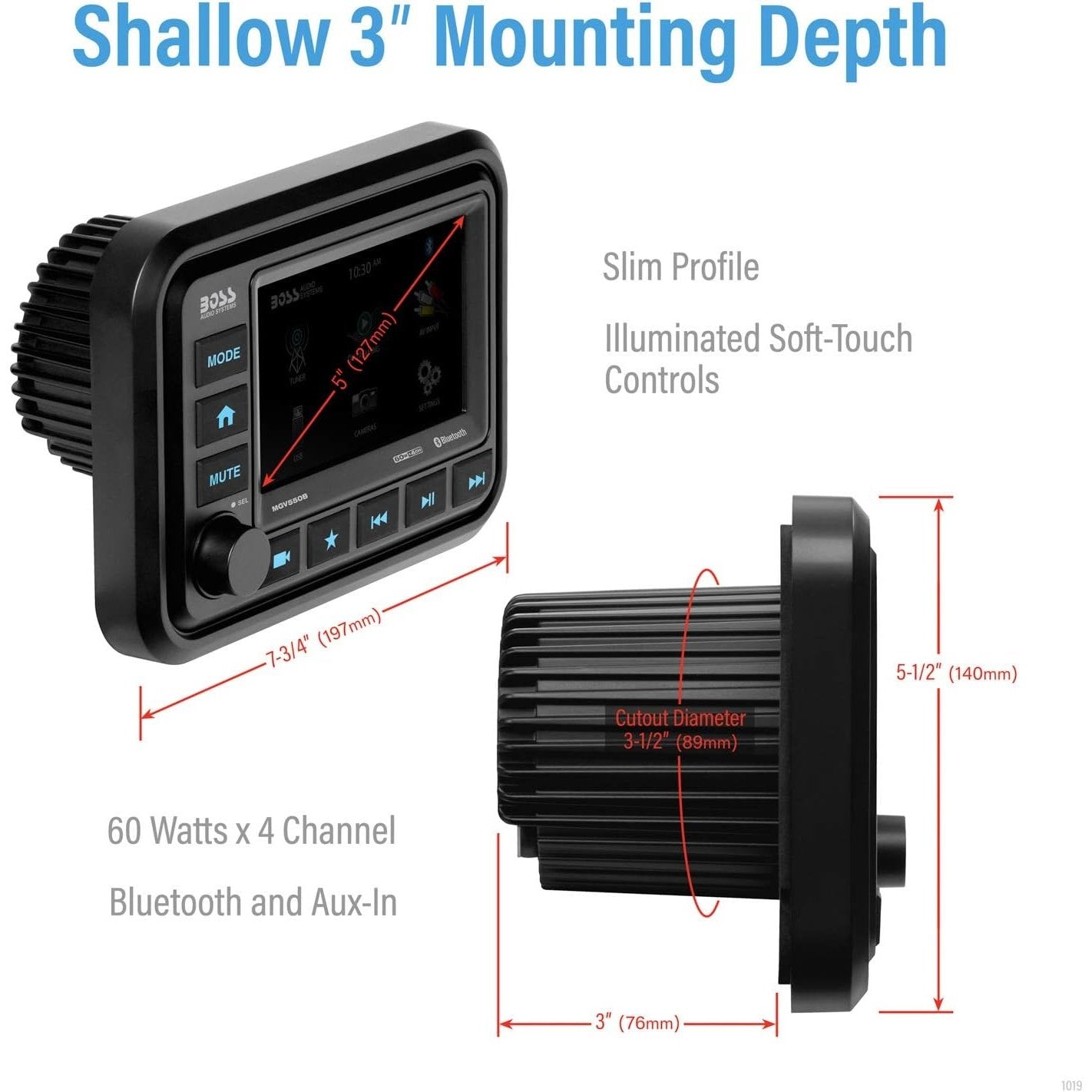 Boss Audio Bluetooth Audio Streaming Marine Gauge Digital Media AM/FM Receiver - Black - Boatyard Malaysia