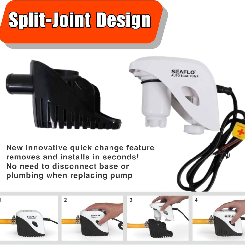 Seaflo Submersible Automatic Bilge Pump with Float Switch 750GPH, 12V - Boatyard Malaysia