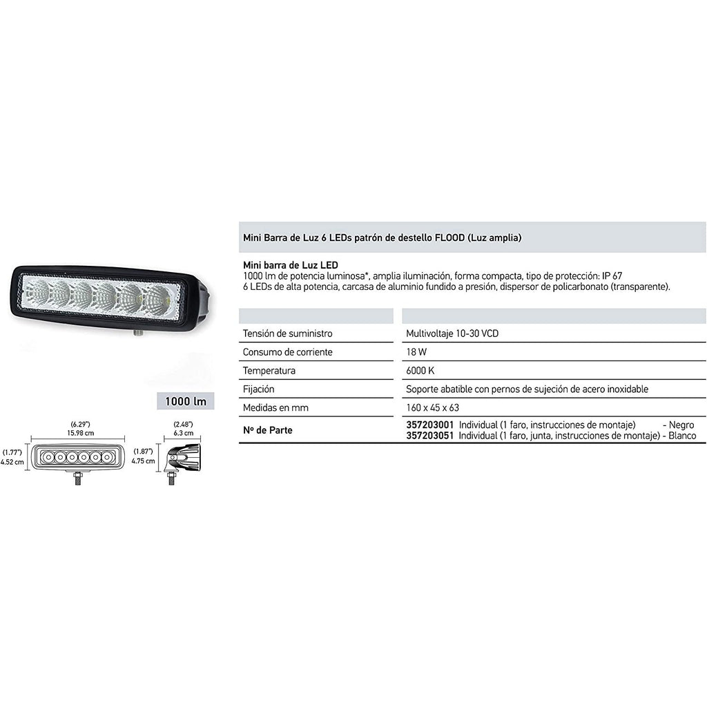 Hella Marine Value Fit Mini 6 LED Flood Light Bar - Black - Boatyard Malaysia