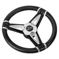 SCHMITT MARINE PU50 14" Wheel - Chrome Cap & Spoke Inserts - Black Spokes - 3/4" Tapered Shaft - Boatyard Malaysia
