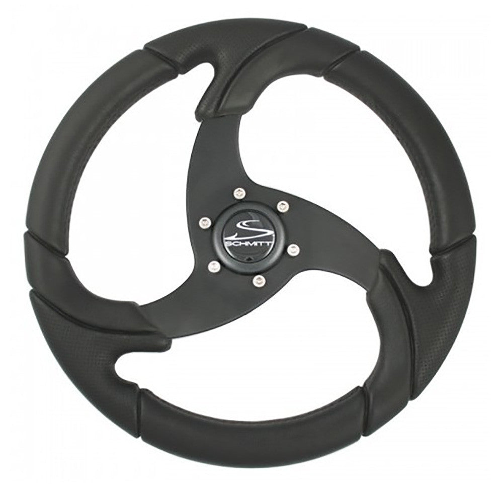 SCHMITT MARINE Folletto 14.2" Wheel - Black Polished Polyurethane - 3/4" Tapered Shaft w/Black Center Cap - Boatyard Malaysia
