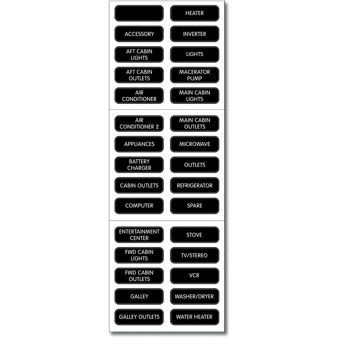 Blue Sea System 8031 LABEL KIT AC PANEL BASIC - Boatyard Malaysia