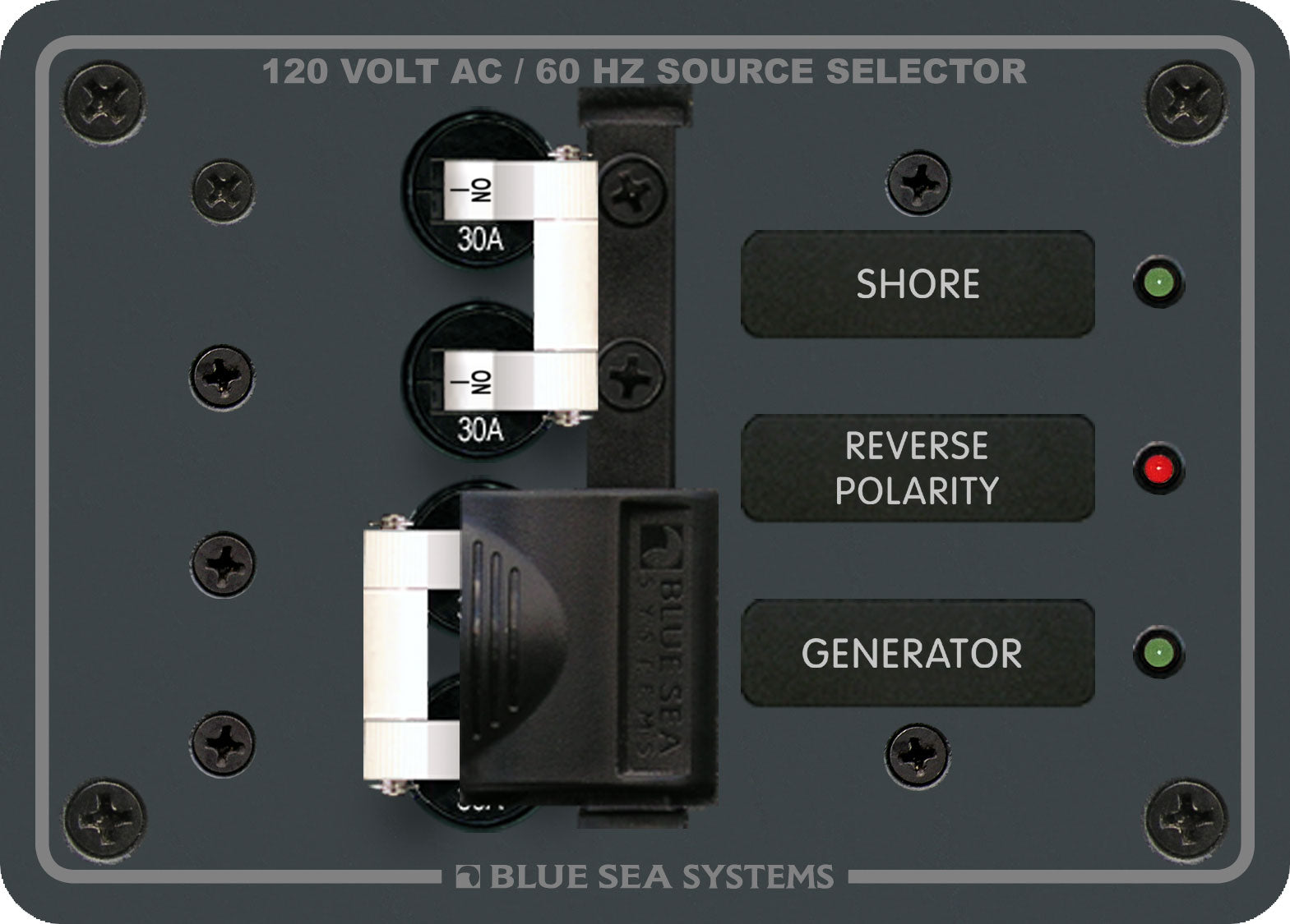Blue Sea System Traditional Metal Panel 120V AC 30A Toggle Source Selector - Boatyard Malaysia