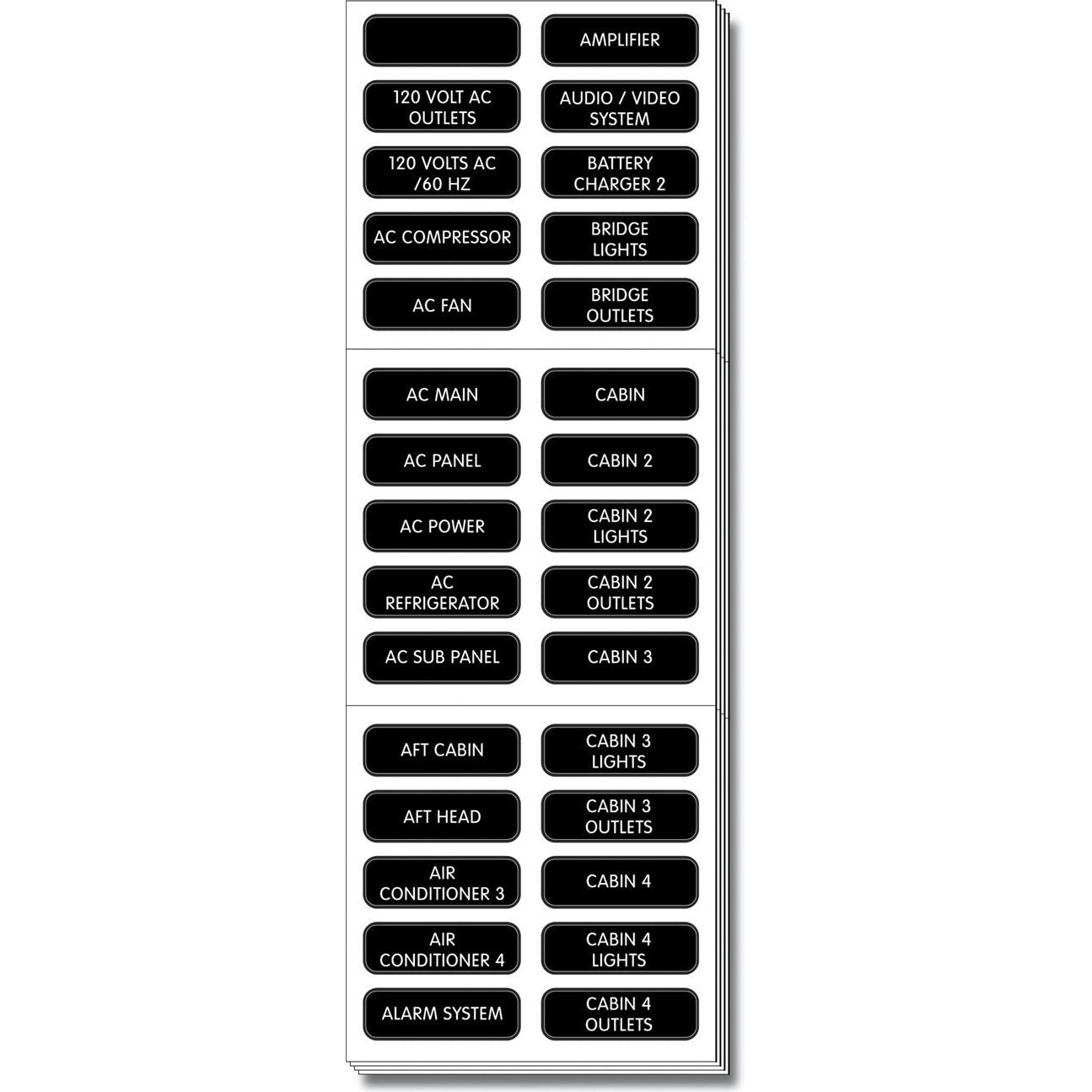 Blue Sea System 8067 LABEL KIT AC PANEL EXTENDED - Boatyard Malaysia